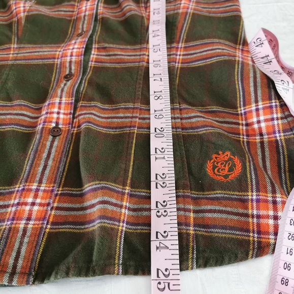 ELand Plaid Green & Orange Flannel Shirt - Picture 8 of 9